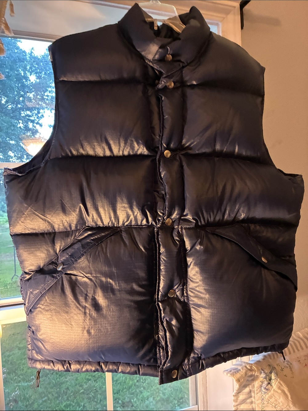 Vintage Puffy Quilted Vest in Deep Navy Made in USA XL